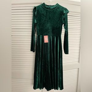 NWT Mini La La Lady green velvet dress by Ivy City. Perfect cozy winter dress!